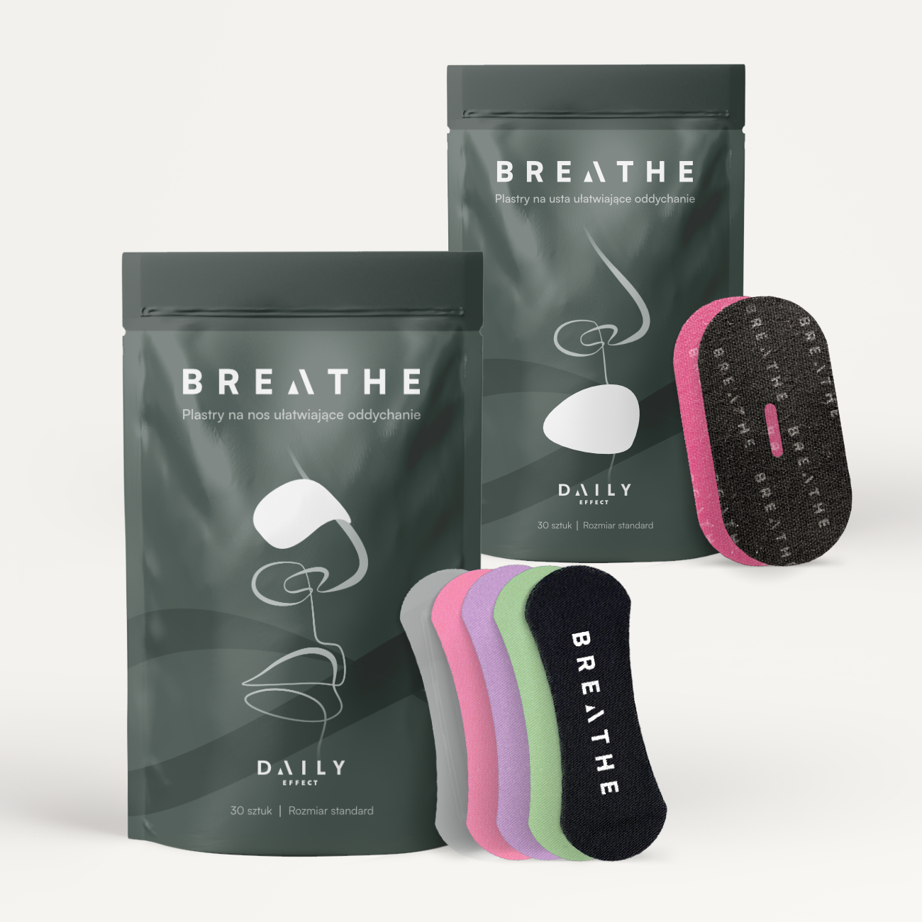 Zestaw plastrów na usta i nos - Daily Breathe